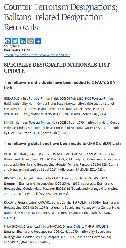 IZBRISANI S CRNE AMERIČKE LISTE: Dragičeviću skinuta suspenzija kako bi se Dodik uklonio s vlasti IZBRISANI S CRNE AMERIČKE LISTE: Dragičeviću skinuta suspenzija kako bi se Dodik uklonio s vlasti